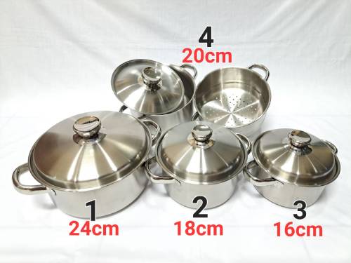 Koleksi Panci Bima
1. SB 24 Rp 1.700.000,-
2. SB 18 Rp 1.500.000,-
3. SB 16 Rp 1.300.000,-
4. SB Steamer 20 Rp 1.800.000,